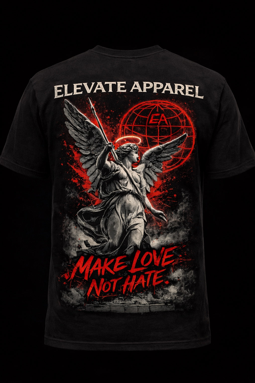 Make Love Not Hate” Angel Tee – Streetwear Graphic T-Shirt