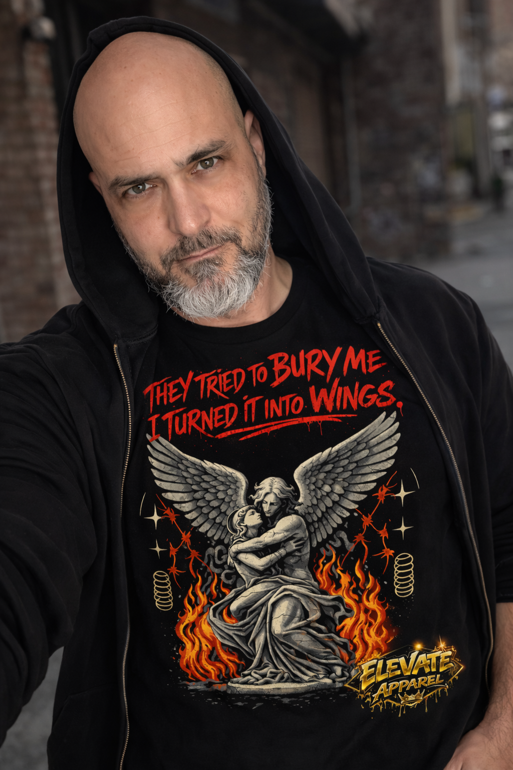 Rise Above Tee – “Turned It Into Wings” Graphic Shirt