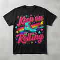 Keep On Rolling black graphic tee