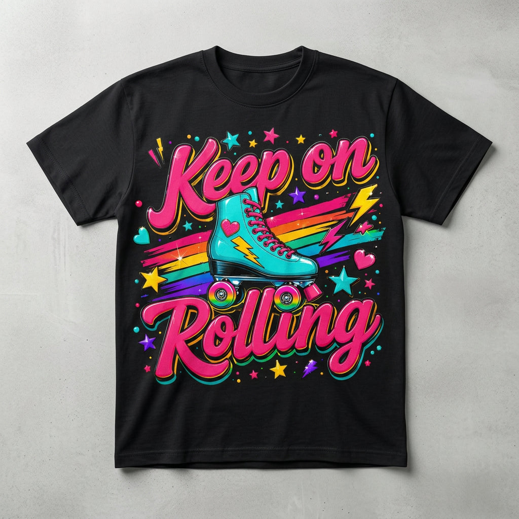 Keep On Rolling black graphic tee